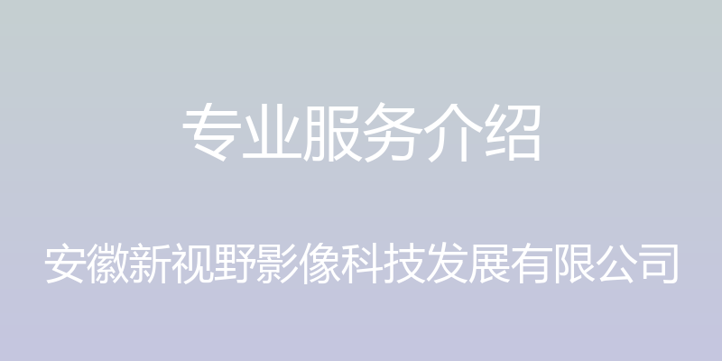 专业服务介绍 - 安徽新视野影像科技发展有限公司