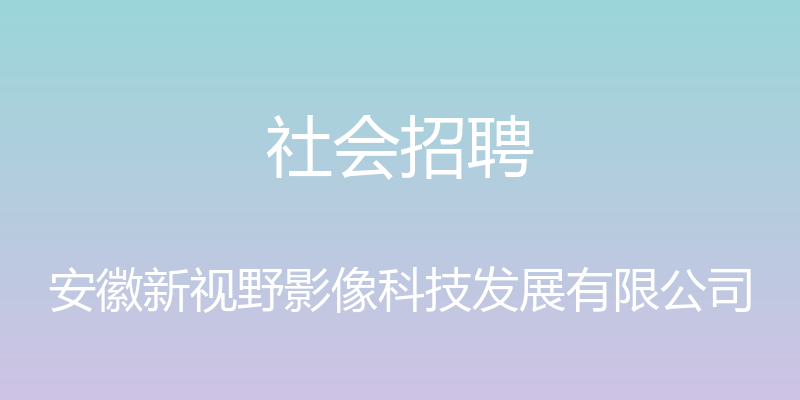 社会招聘 - 安徽新视野影像科技发展有限公司