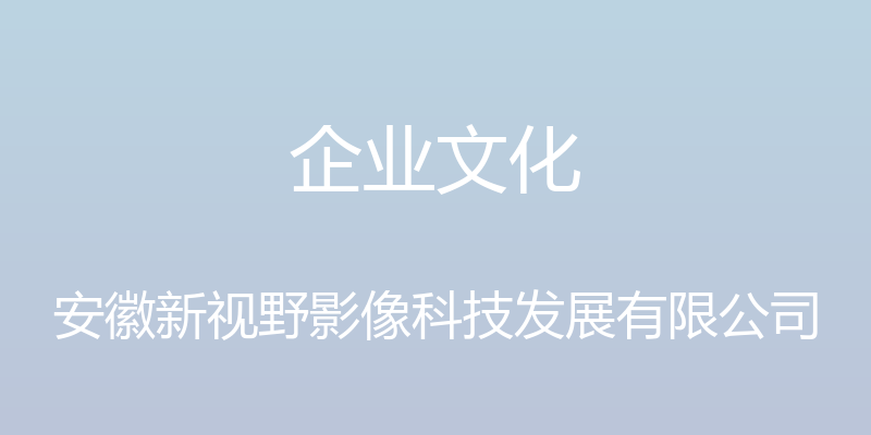 企业文化 - 安徽新视野影像科技发展有限公司